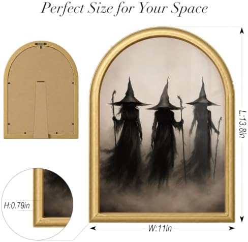 Wheatwin Halloween Witch Decor Wall Art, Spooky Arched Framed Wall Art - Image 4