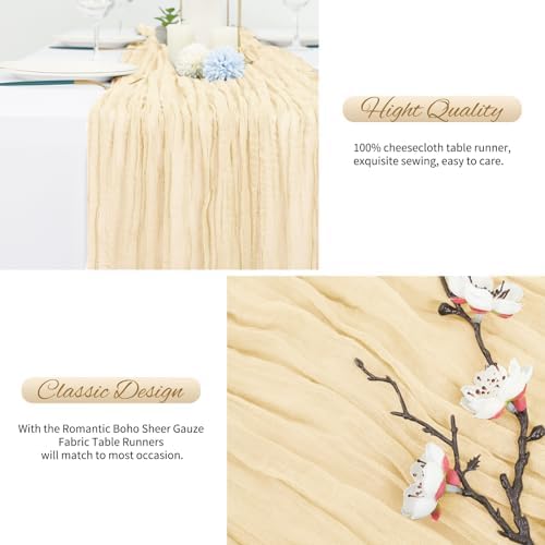 20 Pack Ivory Cheesecloth Table Runner 120 Inch 10FT Rustic Boho Gauze Cheese Cloth Table Runner for Wedding Party Baby Shower Thanksgiving Christmas Decoration - Image 6