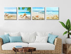 Beach Seashell Starfish Canvas Wall Art Decor Nautical for Bathroom Bedroom - Image 2