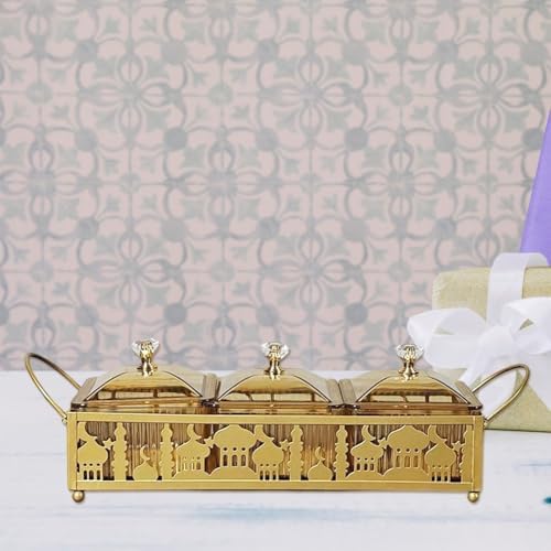 Ramadan Trays with Lid Metal Gold Eid Mubarak Serving Tray Ramadan Decorations Eid Party Food Storage Container for Cookie Candy Pastry Dessert - Image 6