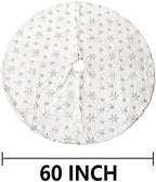 AOGU 60 Inch Sequin Faux Fur Christmas Tree Skirt Decoration for Merry Christmas Party White Plush Silver Sequin Snowflake Xmas Christmas Tree Skirt Decorations - Image 7