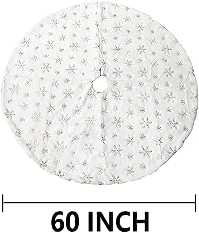 AOGU 60 Inch Sequin Faux Fur Christmas Tree Skirt Decoration for Merry Christmas Party White Plush Silver Sequin Snowflake Xmas Christmas Tree Skirt Decorations - Image 7