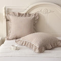 Silnuo 2 Pack Taupe/White Plaid Ruffle Throw Pillow Covers 24"x24" by Silnuo