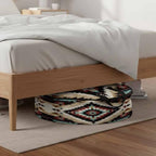 Abstract Ethnic Style Art Round Storage Bag 24 Inch, Retro Brown Green Weaving Pattern Clothes Storage Container with Handles Heavy Duty Organizer for Comforter, Bedding & Holiday Wreaths - Image 6