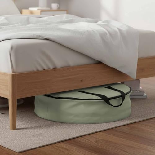36 Inch Round Storage Bag 1 Pack,Vintage Green Graze Pattern Waterproof Wreath Storage Container with Handles&Zipper Monochrome Closet Organizer Bags Garland Box - Image 6