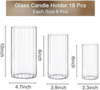 PHOSPHOR 18 Pcs Cylinder Glass Candle Holder 6'', 8'', 10'', Hurricane Candle Holder for Pillar Candle Tall Glass Cylinder Centerpieces Vases Floral Room Decor - Image 3