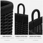 AceList Wall Hanging Basket, Boho Style Hand-Woven Hanging Storage Baskets - Set of 2, Ideal for Kitchen, Garden, Boho Room Decor, and Living Room (Black, 2 pc (large)) - Image 6