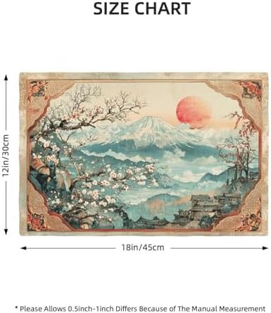 Japanese Placemats Set of 6 Rustic Mount Fuji Table Mats Cherry Blossoms Place Mats Decor Imitation Linen Heat Resistant Vintage Tablecloth for Dining Decoration Kitchen Party Restaurants 12''x18'' - Image 6