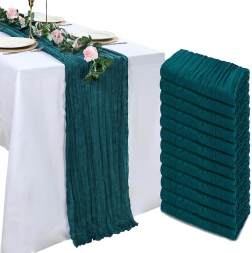 12 Pack Teal Cheesecloth Table Runner 23 x 120 Inch 10Ft by Pepmily