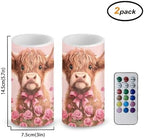 Valentines Day Decor Flameless Candles Battery Candles with Remote Control Pink LED Pillar Candles Electric Fake Plastic Candles for Home Room Bedroom Holiday Decorations Set of 2 - Image 3