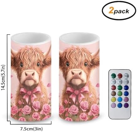 Valentines Day Decor Flameless Candles Battery Candles with Remote Control Pink LED Pillar Candles Electric Fake Plastic Candles for Home Room Bedroom Holiday Decorations Set of 2 - Image 3
