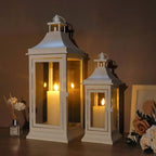 JHY DESIGN Set of 2 19.5''&13''Tall Vintage Candle Lanterns Outdoor Hanging Tower Lantern Metal Candle Holder for Garden Living Room Indoor Outdoor Parties Weddings Balcony Patio - Image 4