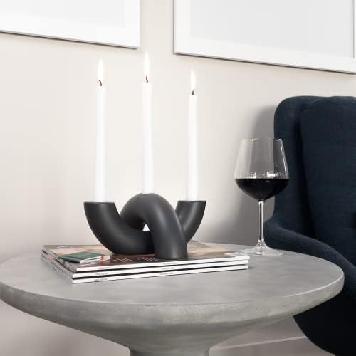 Taper Candle Holder Set - Candle Stick Holders for Dining Room Table, Entryway Table, or Fireplace Mantel - Modern Candelabra Home Decor (Black) - Image 2