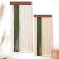 Fumete 2 Pcs Macrame Wall Hanging with Leaf and Feathers Boho Wall Tapestry for Bedroom Long Handmade Woven Decor for Headboard Decor Living Room Home Office(Rectangle) by Fumete