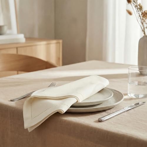 Urban Villa Cloth Napkins Ivory Hemstitch Dinner Napkins Set of 12 (20X20) 100% Cotton Absorbent Washable Durable Reusable Ideal for Hotel Collection Farmhouse Parties Restaurant Lunch Dinner Napkins - Image 4