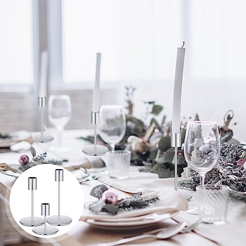 Sieral Candle Holders Bulk Taper Candlesticks Holders Set Modern Decorative Metal Candelabras for Wedding Anniversary Home Dinning Table Centerpiece Xmas Party Decor(Silver,24 Pcs) - Image 7