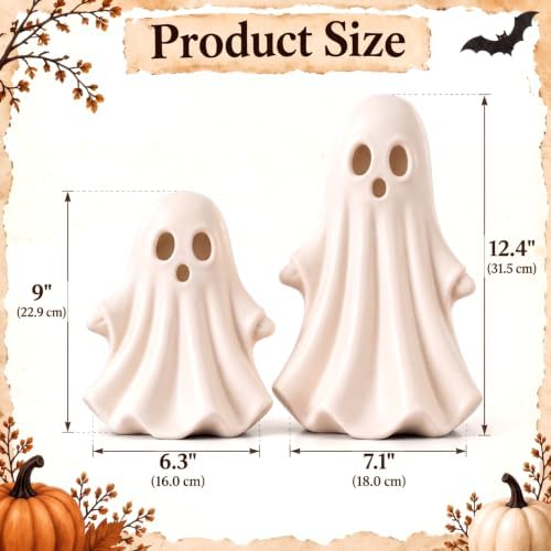 RattanView 2 Pcs Halloween Terracotta Ghost Large Figurines Decor - Image 3
