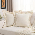 FUTEI Pack of 2 Chenille Throw Pillow Covers 26x26 Inch, Beige by FUTEI