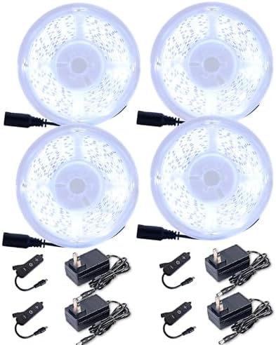4 Set 20 FT White Led Strip Lights for Bedroom Dimmable 80 FT LEDs Rope Light Flexible Super Bright White Tape Lights for Ceiling Room Home Decor Luces LEDs by Aalnfe