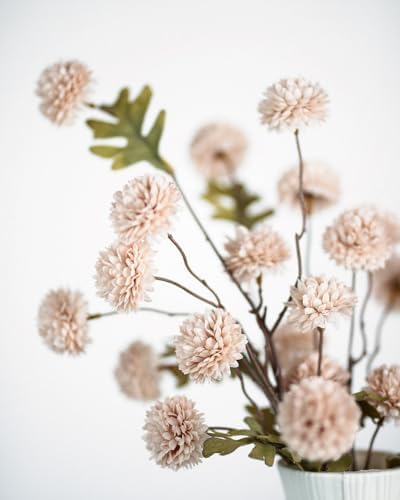 DuHouse 9pcs Artificial Flowers Silk Pompon Mum Small Chrysanthemum Ball - Image 2
