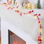 Glooglitter 6.5ft Valentine's Day Garland with String Lights Pink Red Berry Garland Battery Powered Heart Shaped Ball Fairy String Lights for Valentine's Day Party Home Table Wall Decoration - Image 2