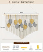 Tempospark Large Macrame Wall Hanging, 39" Wx29 L Boho Wall Hanging, Boho Chic Leaves Tassels Tapestry for Bedroom, Living Room, Dining Room, Nursery, Hallway, Balcony - Image 4