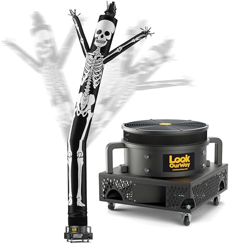 LookOurWay Halloween Air Dancers Inflatable Tube Man Set | 20ft Skeleton Wacky Waving Inflatable with 12-Inch Blower | Outdoor Halloween Decorations & Halloween Blow Ups for Business or Yard Display by LookOurWay