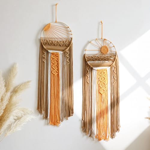 Artilady 2 Pack Macrame Hanging Tapestry Sun Wall Decor, Boho Dream Catcher by Artilady