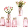 6 Pack Mason Jar Vases for Centerpieces, Pink Glass Flower Vase by LEYIQU