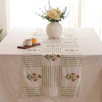 Hand Block Printed Cotton Table Runner, Boho Floral Home Decor, Machine Washable Cotton Runner for Family Dining Tables and Sideboards, 12x87 Inches - Green & Orange - Image 3