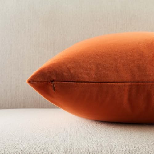 JUSPURBET 28x28 Euro Velvet Throw Pillow Covers Set of 2,Burnt Orange - Image 6