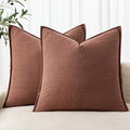 MIULEE Decorative Linen Pillow Covers 20x20 Inch Rust Red by MIULEE