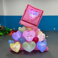 14.7FT Long Valentine's Day Inflatables Hanging Flashing Pink Hearts Decorations Built-in LED Lighted Blow Up Decoration Home Yard Outdoor Indoor Garden Lawn Decor by MowholmHolidayDecor