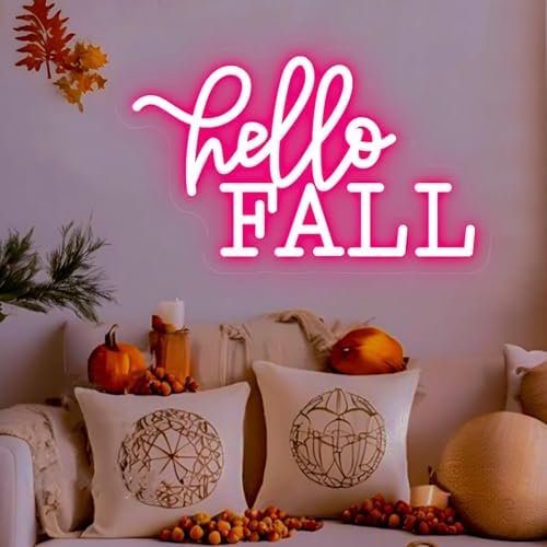 Hello Fall Neon Sign Custom Fall LED Neon Light USB Powered Switch Adjustable Brightness Neon Lights for Autumn Thanksgiving Home Fireplace Outdoor Garden Door by Unknown