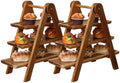 2PCS Wood 3 Tier Serving Tray Three Tiered Cupcake Stand, Rectangle Serving Platter Wooden Farmhouse Tiered Tray, Party Serving Brown Decorative Tray Decor by Unknown