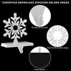 URATOT Pack of 4 Christmas Stocking Holders Snowflake Stocking Hangers Mantel Stocking Hooks for Christmas Decoration, White - Image 3