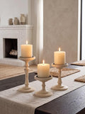 NUPTIO Wood Candle Holders for Pillars: Set of 3 Rustic Candle Stands by Nuptio