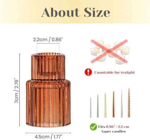 Hewory 24PCS Vintage Color Glass Taper Candle Holders for Table Centerpiece - Image 3