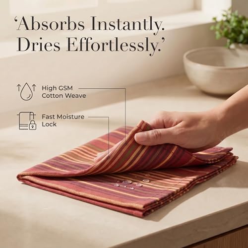 Urban Villa Cloth Napkins Cotton 20x20 (Set of 12) Fall Stripes - Image 3
