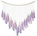 Pink & Purple Macrame Hanging Boho Wall décor, Purple Wall Decor for Bedroom Living Room Girls Room Nursery Large Tassel Hanging with Wood Beads 41" W x 32" H by Ariswill