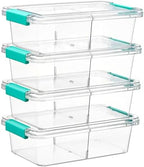 Vtopmart 1.5Qt Stackable Clear Pencil Box with Removable Divider, 4 Pack by Vtopmart