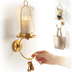 Metal Wall Hurricane Glass Candle Sconce Holder for Pillar Candle & Plant, Modern Farmhouse Decor Candle Lantern with Hand Towel Rack (Gold) by Unknown