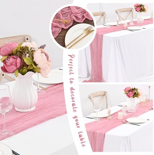 16 Pack Dusty Rose Cheesecloth Table Runners, 20x120 Inch - Image 6