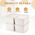 Menkxi 4 Pcs Storage Bins with Lids, Beige, Small - Image 3
