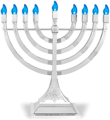 Zion Judaica Pack of 2 Hanukkah Electric Menorahs LED USB Powered Menorah Electronic Hanukkiah Battery Minorah Flamless Chanukah Candles (Silver, 2) - Image 5