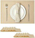 Leetaltree Woven Vinyl Placemats Set of 12, Gold Sequin by Leetaltree-ArtatEveryTable