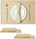 Leetaltree Woven Vinyl Placemats Set of 12, Gold Sequin by Leetaltree-ArtatEveryTable