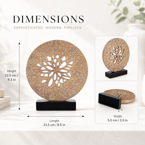 Tree of Life Decorative Sculpture, Round Openwork Tabletop Decor for Cabinet Top, Shelf, Mantel, Console Table, TV Stand and Living Room Home Decor - Image 3