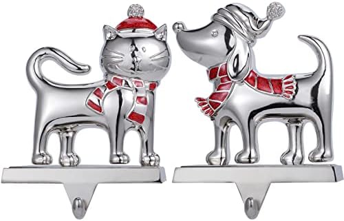 2 Set Christmas Stocking Holders for Fireplace Dog Mantle Garland Mantel Clips Stocking Hook Cat Stocking Hangers Holiday Decor (2,S-Dog Cat) - Image 5