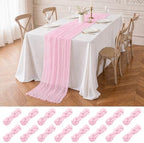 16 Pack Light Pink Cheesecloth Table Runners, 20x120 Inch by FXKS